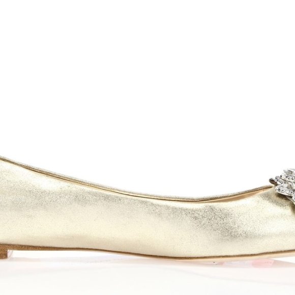 💘Bagdley Mishka gold leather flats w/ diamond 💎 - Picture 9 of 9